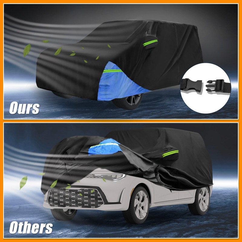 Car Cover Waterproof All Weather 210D, UV Sun Rain Protection,