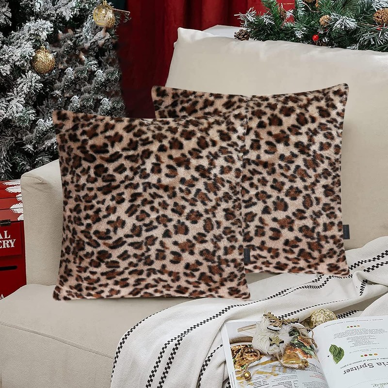 Hodeacc 6 Pack Leopard Printed Series Pillow Covers,Soft Plush Animal