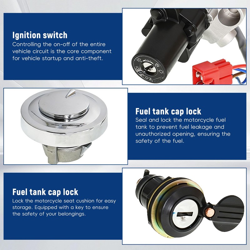waltyotur Ignition Switch Seat Gas Cap Cover Lock Key 4pcs