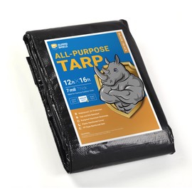 GUARD SHIELD Black Tarp Waterproof 12x16 Feet Medium Duty All Purpose Poly Tarps Cover 7mil