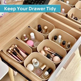 50 Pcs Drawer Organizer, Desk Drawer Divider Organizers and Storage Bins for Desk, Makeup, Jewelry, Bedroom, Bathroom, Office, Kraft Paper Food Container