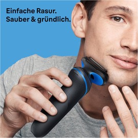 Braun Braun Series 5 Elektrorasierer, EasyClean Rasierer Herren, Wet & Dry, Geschenk Mann, Made in Germany, 51-B1000s, blau