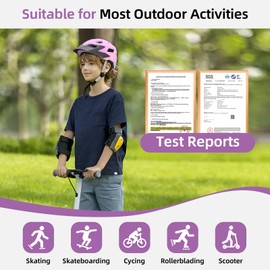 AUMENTAR Kids Bike Helmet for Ages 3-5-8-14 Years, Adjustable Kids Cycling Helmet with Visor, CPSC/CE Certified Children Boys Girls Helmets for Bicycle Scooter Skate Gradient Purple 48-52cm