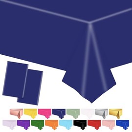 POPOYU 2Pcs Large Navy Blue Table Cloth Navy Blue Tablecovers,137 * 274cm Plastic Waterproof Table Covers Navy Blue Party Table Decorations for Birthday,Retirement,Wedding,Marine Party Supplies