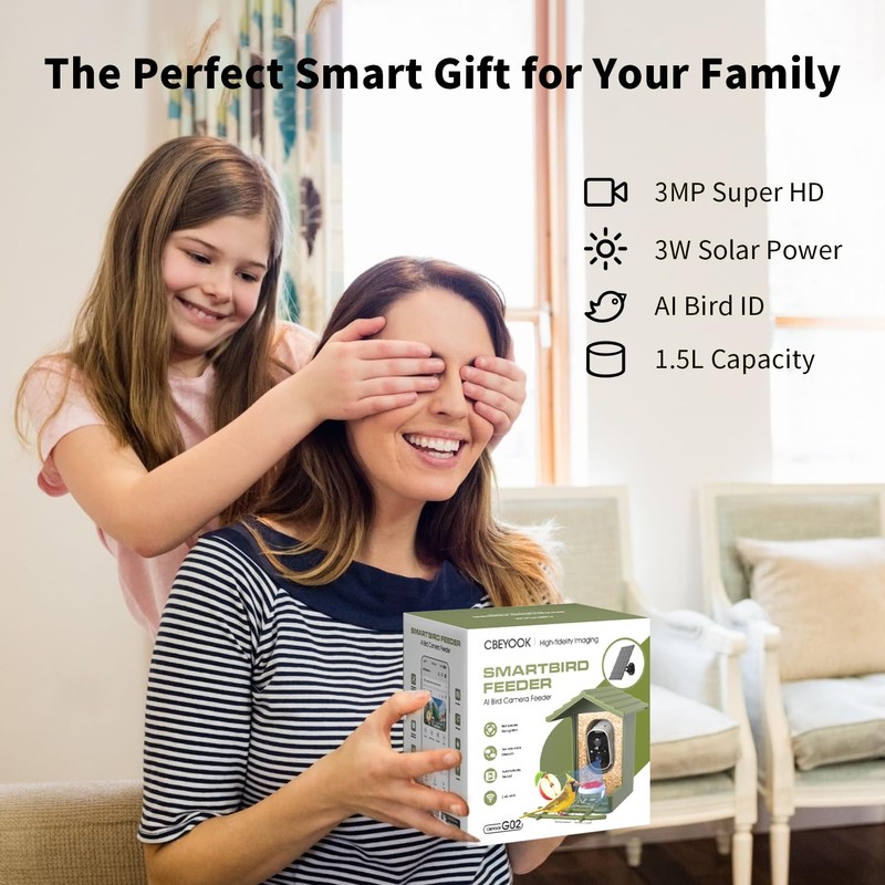 cbeyook Smart Bird Feeder Camera with AI Species Identifier |