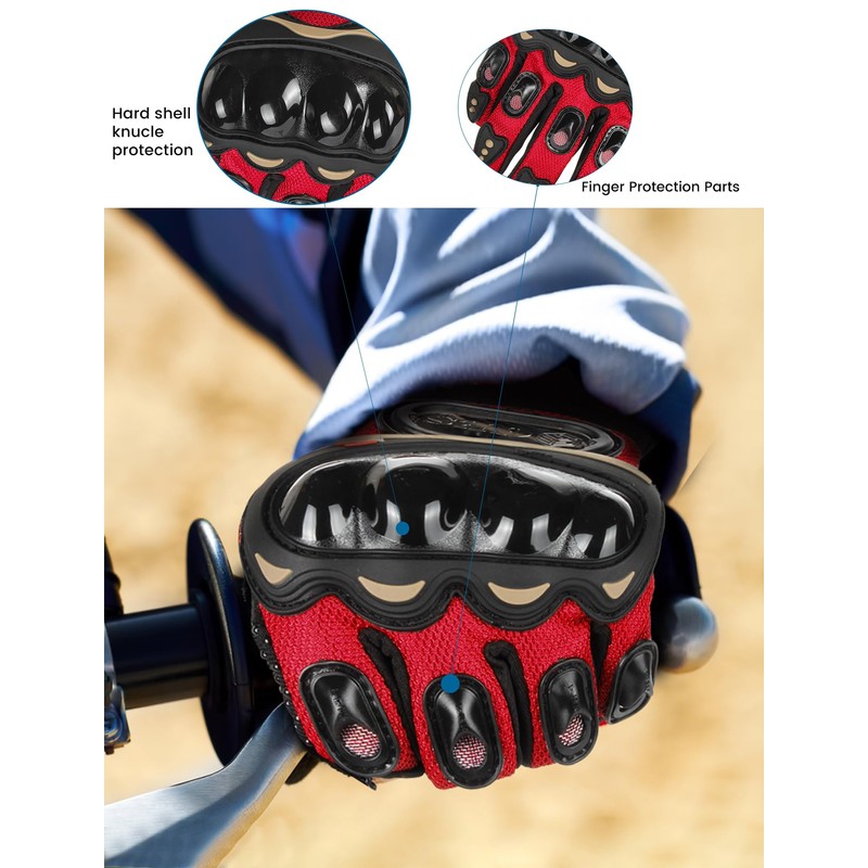 GES Motorcycle Gloves for Men Full Finger Touchscreen Protective Anti-Slip