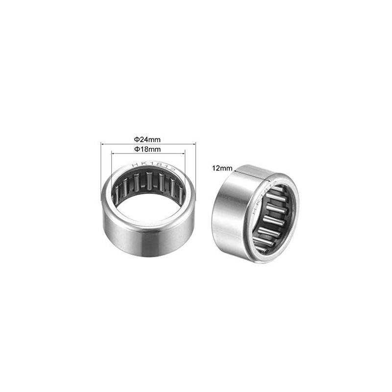 sourcing map HK1812 Needle Roller Bearings 18mm Bore 24mm OD