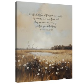 DIENADFX Christian Religious Bible Verse Canvas Wall Art Decor, Wildflower Church Cottage Core Paintings Wall Decor Decorations, Rustic Fall Scripture Floral Landscape Wall Art Pictures, 11x14 Inch