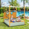 Costzon Kids Sandbox with Sand Wall, Wooden Sandpit w/Removable Canopy,