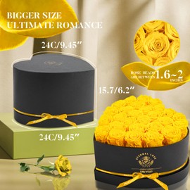 Impouo Preserved Rose in Heart Shape Box, 27 Forever Flowers, Eternal Roses, Birthday Gifts for Women, Her, Wife Mother's Day, Yellow