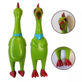 Unbranded Rubber Chicken Toy - Squeaky fun screaming 12.5 inch tall - Unique Green Design