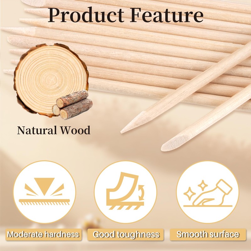 RAQEHO 500PCS Orange Sticks for Nails - Double Sided Wooden