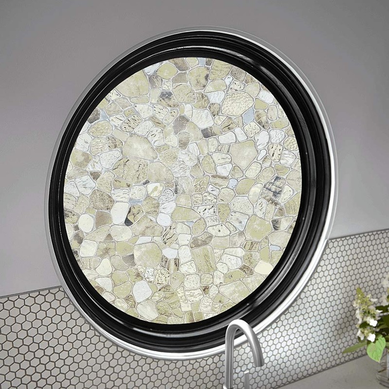 Autotech Park Precut Circle Window Film, Stone Design, Self Static