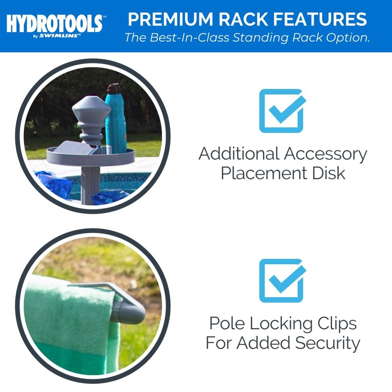 SWIMLINE HYDROTOOLS 89033 Premium Free Standing Poolside Valet Towel Rack