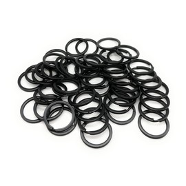 A-CRAFT Set of 50 Matching Colors Double Rings High Strength Rust Free Key Ring Key Ring Key Ring Key Ring Key Chain Bang (25mm Black 50pcs)