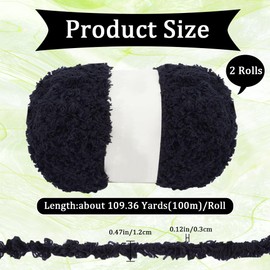 GORGECRAFT 200 m 2 Rolls Soft Coral Velvet Yarn Chenille Fluffy Sheep Sherpa Fleece Crochet Sewing Amigurumi Jumbo Knitting Yarn for Bags Hats Scarves Clothing Gloves Rugs DIY Black