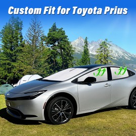 KMF Windshield Sun Shade Replacement for Toyota Prius Accessories 2023 2024, Side Window Sun Shade Cover Sun Visor Shield Cover, Rear Window Sunshade for Camping/Baby UV Block and Privacy Protect