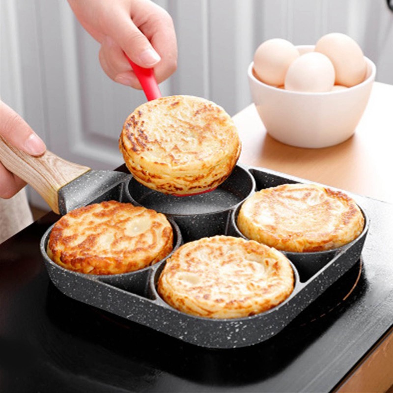 4Hole Frying Pot NonStick Egg Pancake Cooking Pan Cookware For