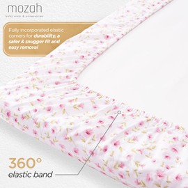 Mozah Baby Crib Sheets for Boys Girls, Fitted Crib Sheet 2 Pack for Standard Crib and Toddler Mattress, Super Soft Microfiber Baby Sheet 28x52x8in (Pink and Pink Leaves)