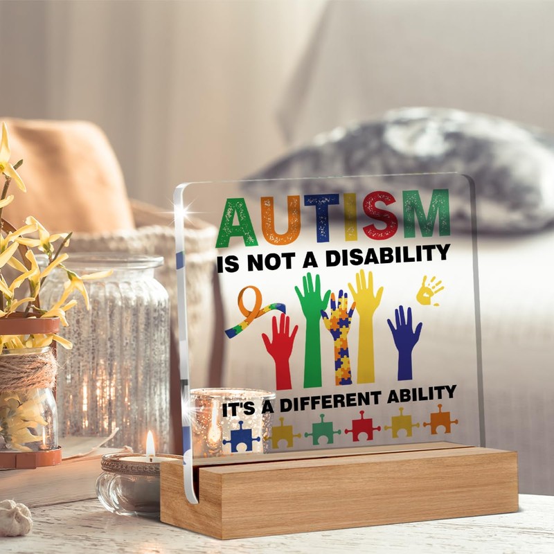 Autism Awareness Gift Decor Autistic Clear Desk Decorative Sign Autism
