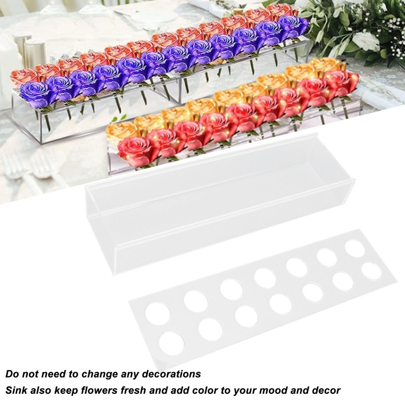 Clear Acrylic Vase Rectangular Elegant Centerpiece Flower Vase for Home