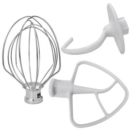 lingsee Attachments Accessories for Kitchenaid 4.5 QT Stand Mixer K45WW Wire Whip K45DH Dough Hook K45B Coated Flat Blade Paddle K45 K4SS K45SS KSM75 KSM90 KSM95 KSM100 KSM103 KSM110 KSM150PS
