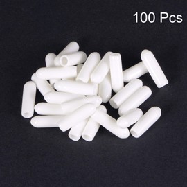 sourcing map Round Rubber End Caps 3 mm (1/8 Inch) Vinyl Cover Screw Thread White Pack of 100