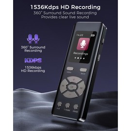 New 64GB Digital Voice Recorder Voice Activated Recorder for Lectures Meetings Audio Noise Reduction Dictaphone Recording With voice-activated recording, segmented recording, timed recording, outgoing