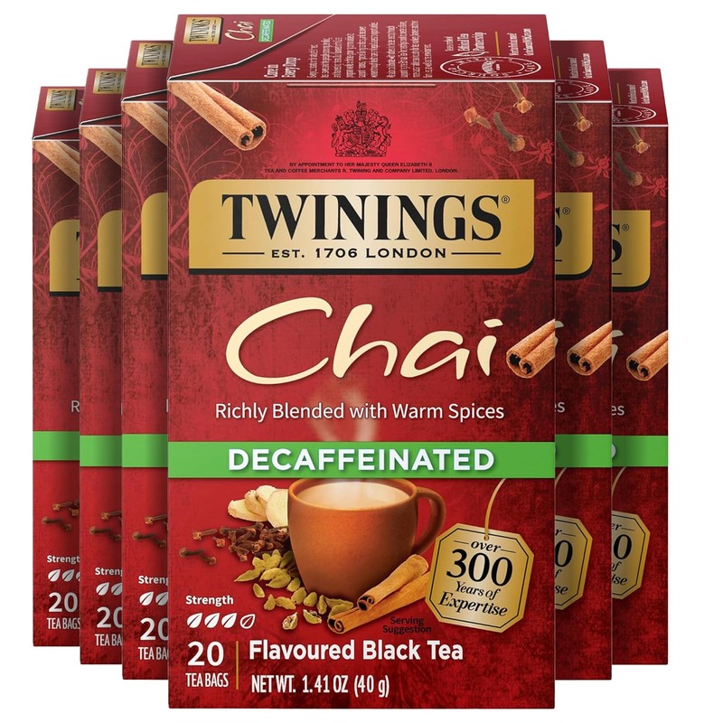Twinings Decaffeinated Chai Individually Wrapped Bags, 20 Count (Pack of