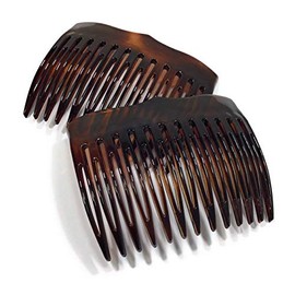 2 x Einsteckkamm ca. 6,9 x 5,2 cm havanna-braun Spaltzahn Steckkamm made in France (517H)