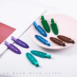 Cptots 10 Pcs Creaseless No Crease No Bend Flat Hair Clips For Styling No Slip Makeup Clips For Women Salon Hairstyle,Matte Brown Dark Blue Purple Gradual Green