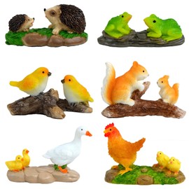 S.T.S.G Animal Ornaments Figurine Mini Terrarium Decoration Garden Cute Landscape Figurine Miniature (6 Animals)