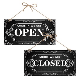 CREATCABIN Open Closed Sign Business Double-Sided Sign Waterproof Wooden Sign Hanging Wall Art for Business Door Walls Shop Bar Hotel Decoration Gift 30 x 15 cm Classic Colour