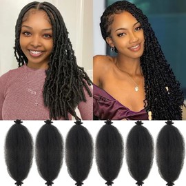 Marley Twist Braiding Hair 24 Inch Marley Hair Springy Afro Twist Hair Cuban Twist Hair for Spring Twist Hair Passion Twist Hair Soft Locs Butterfly Locs Crochet Hair Kinky Curly Braiding(6Packs,1B)