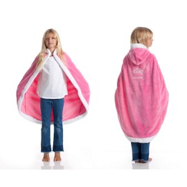 Kanguru Princess hooded cloak for Kids, super soft, comfortable, plush, warm, portable microfiber fleece hooded cloak, Pink, one size 110 cm, 1283