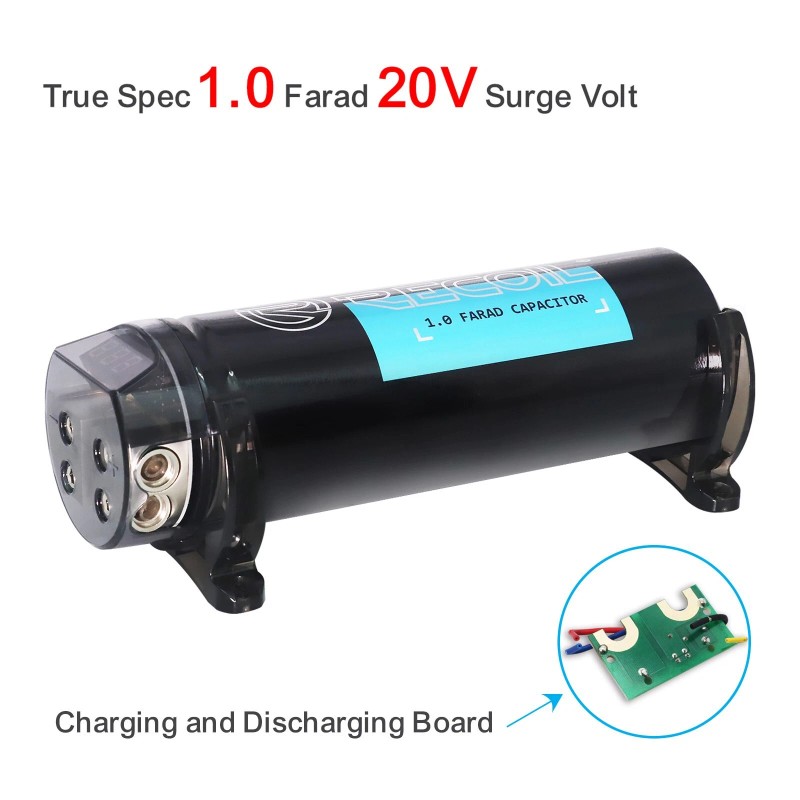 RECOIL REC1D True 1.0 Farad 20V Car Audio Energy Storage