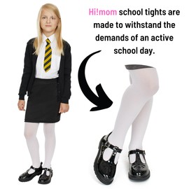 Hi!Mom School Girls' Tights - Soft Strong Footed Ballet Tights, White, 7/8Y
