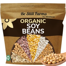 Organic Soybeans Bulk (4.8 lb) - Soy Beans Dry by Be Still Farms - aka Soya Nuts Great for Edamame, Soy Milk, Tofu - High in Protein Fiber | USA Grown | USDA Certified | Vegan | Non-GMO | Gluten Free