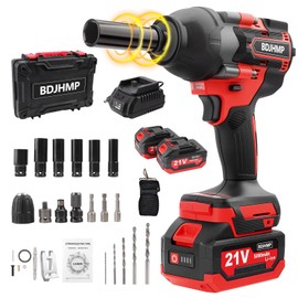Cordless Impact Wrench 1/2 Inch, 1500 N.m/1106ft-lbs Brushless Impact Gun Compatible with Makita 18V Batteries, 3000 RPM High Torque Electric Power Impact Driver Set for Car Home (Red With Battery)