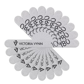 Victoria Vynn Double Sided Nail File Emery Board Nail Styling Manicure Tools 10pcs (100/180 White Straight)