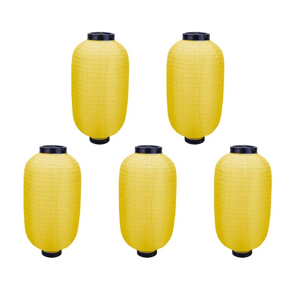 NUOLUX Lantern Lanterns, Long Type, Waterproof, Festival, Party, Event, Wedding, Decorative, Bon Lanterns, Set of 5, 10.6 x 15.4 inches (27 x 39 cm), Yellow 2
