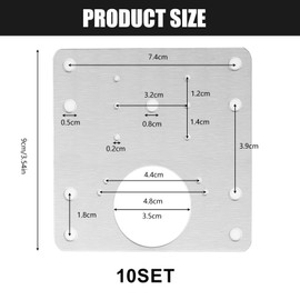 Pack of 10 Hinge Repair Plate, 9 x 9 cm Repair Kit with Screws Hinges Repair Plate Made of Stainless Steel, Hinge Set for Cabinet Door Repair Furniture Restoration Cabinet Hinge Repair