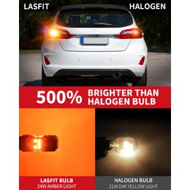 LASFIT 3157 LED Bulb Amber, T3 4157 3057 Turn Signal Built In Resistor CANBUS Error Free Upgraded Front Rear Light 3457 3047 3357 4057 3056 3456 4156, Only For Standard Socket,Pack of 2