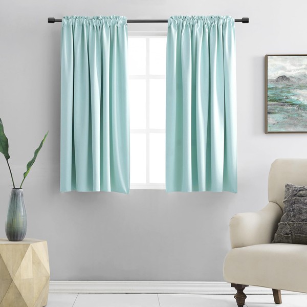 DONREN 54 Inch Length Aqua Blackout Curtains for Bedroom -