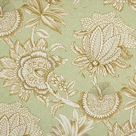 Kt KILOtela - Digital Printed Canvas Fabric, Half Panama Organic Cotton, Standard 100 by Oeko-Tex, 100 cm Length x 280 cm Width | Charter, Indian Flowers - Green ─ 1 meter