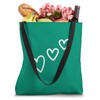 Cute Three Hearts Love Minimalist Hand-Drawn Doodles Green Tote Bag