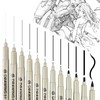 GCVOPTON 12 Pcs Drawing Pens, Black Fine Line Drawing Art