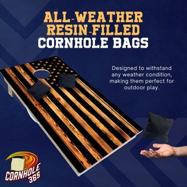 Cornhole365 All Weather Cornhole Bags - 6"x6" Premium Plastic Pellet Resin-Filled, Weather-Resistant, Solid Color Duck Cloth Cornhole Bean Bags - Professional Cornhole Bags Set of 4 (Storm Black)