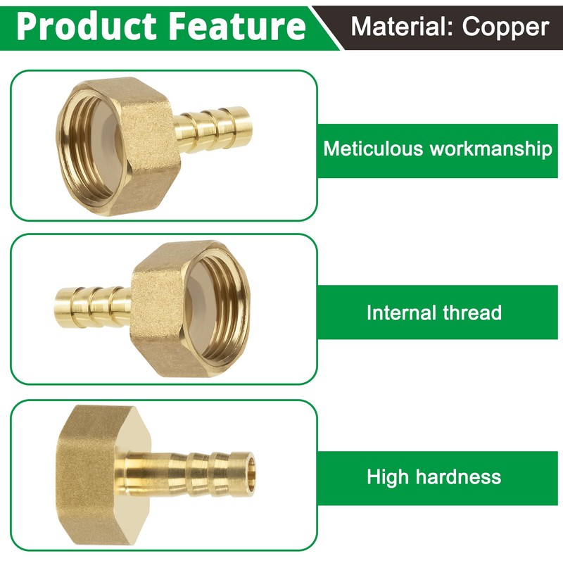 Brass Pipe Adapter, 12 Pieces 8 mm Barb x 3/4
