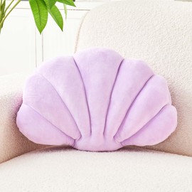Uvvyui Lavender Shell Pillow, Seashell Decorative Pillows 3D Insert Beach Pillow, Soft Velvet Shell Shaped Pillow Room Decor, 13" Seashell Throw Pillow Ocean Pillow Stylish Cushion